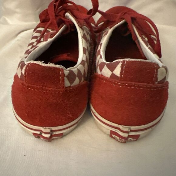 Vans Old Skool Red White Checker Suede Skate Shoes Sneaker Youth 7 - Picture 4 of 6